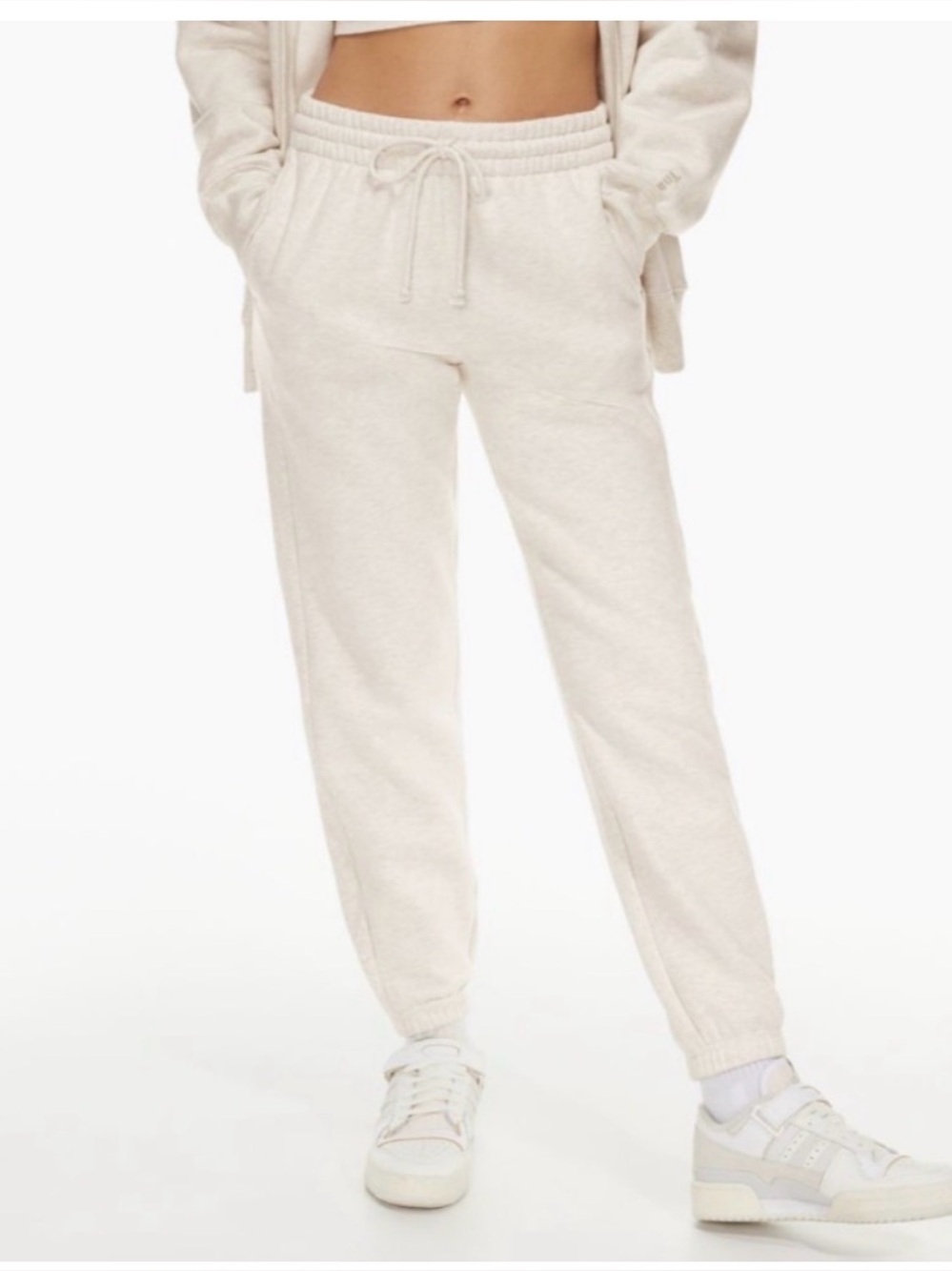 TNA Aritzia Terry Fleece Boyfriend Fit Jogger Sweatpants XS Cream Oatmeal